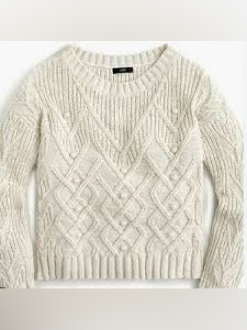 NWT J.Crew Ivory Cable-knit Crewneck Sweater Size XS